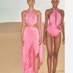 Baobab Pink Halter Dress W CUt Outs Sz M